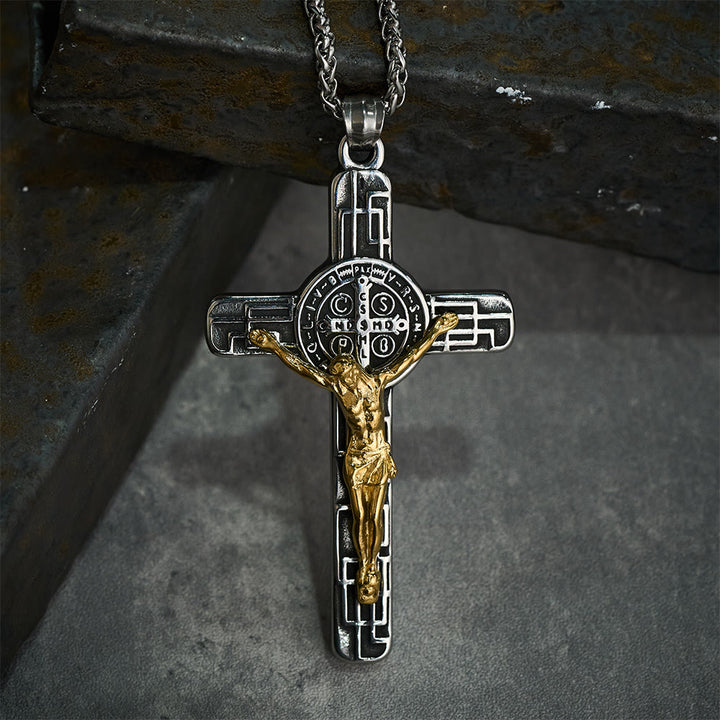 Christianartworkshop Klassische Retro-Halskette mit Kruzifix und St.-Benedikt-Medaille zum Schutz - image 4