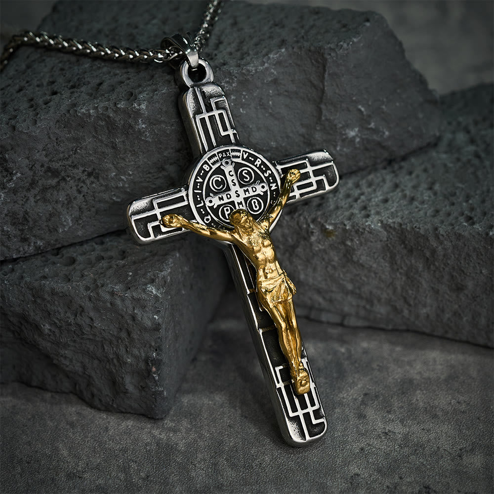 Christianartworkshop Klassische Retro-Halskette mit Kruzifix und St.-Benedikt-Medaille zum Schutz - image 5