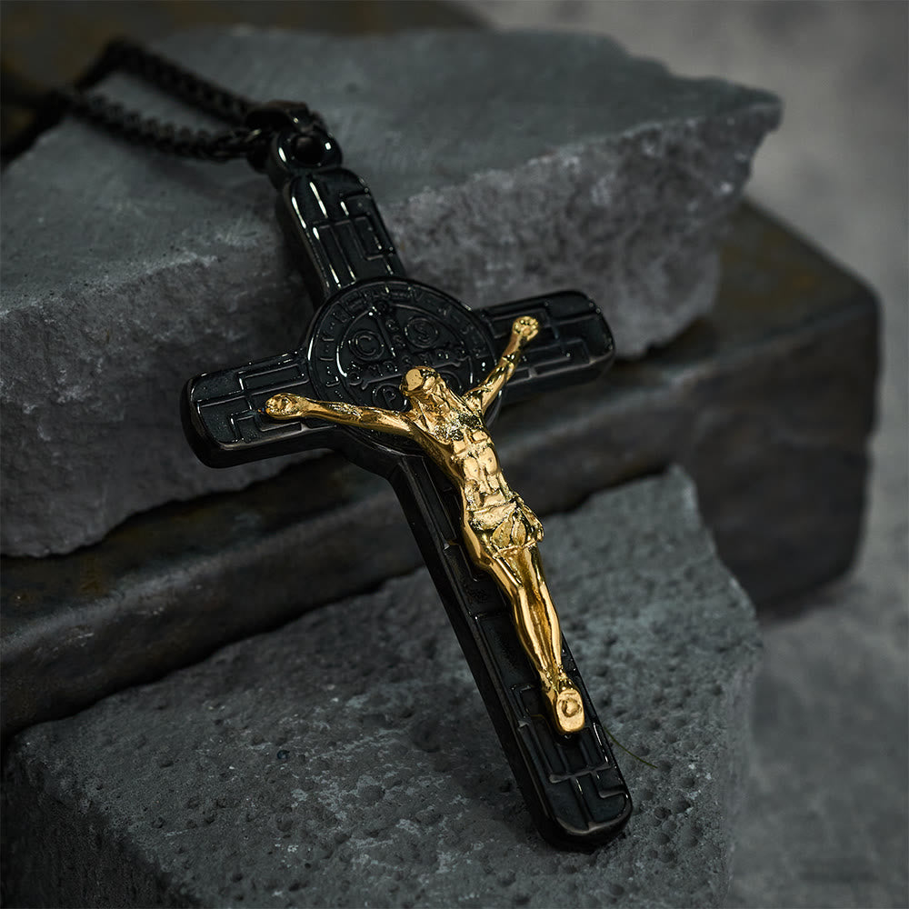 Christianartworkshop Klassische Retro-Halskette mit Kruzifix und St.-Benedikt-Medaille zum Schutz - image 8