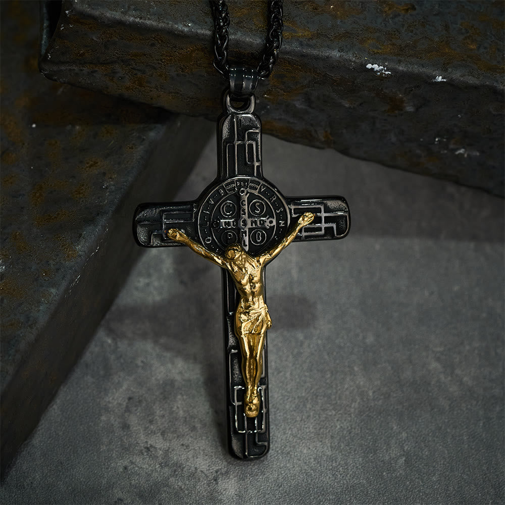 Christianartworkshop Klassische Retro-Halskette mit Kruzifix und St.-Benedikt-Medaille zum Schutz - image 9
