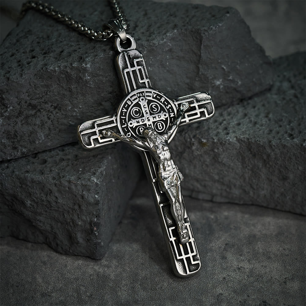 Christianartworkshop Klassische Retro-Halskette mit Kruzifix und St.-Benedikt-Medaille zum Schutz - image 14