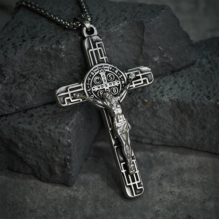 Christianartworkshop Klassische Retro-Halskette mit Kruzifix und St.-Benedikt-Medaille zum Schutz - image 14