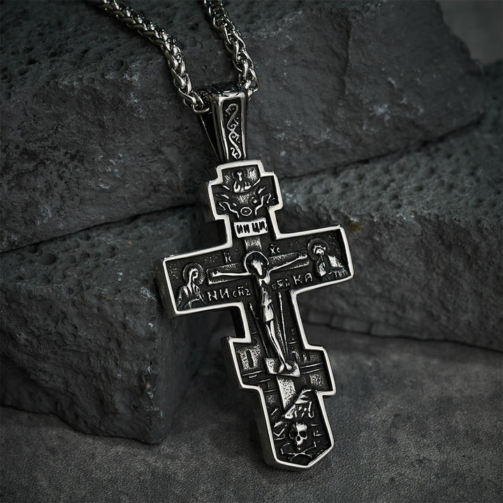 Christianartworkshop Titan-Halskette mit orthodoxem Jesus-Kreuz – Schutzschmuck - Silber - image 0
