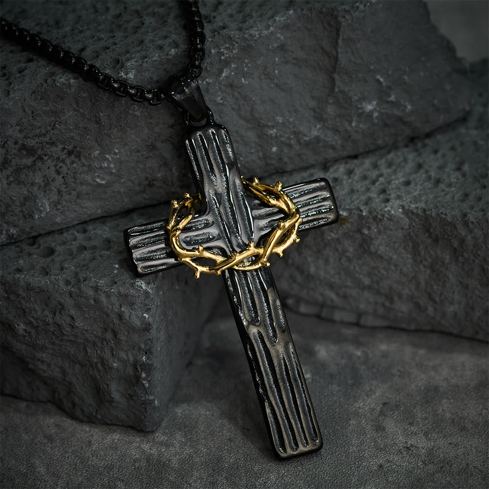 Christianartworkshop Halskette mit Anhänger im modernen Stil mit Jesus-Dornenkrone und Kreuz, heiliger Schutz - image 9