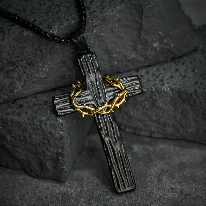 Christianartworkshop Halskette mit Anhänger im modernen Stil mit Jesus-Dornenkrone und Kreuz, heiliger Schutz - image 9