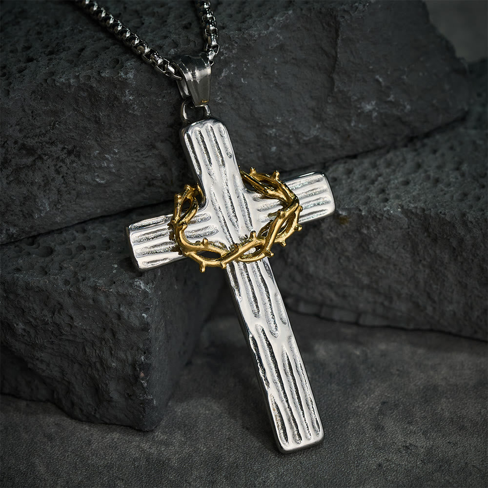Christianartworkshop Halskette mit Anhänger im modernen Stil mit Jesus-Dornenkrone und Kreuz, heiliger Schutz - image 2