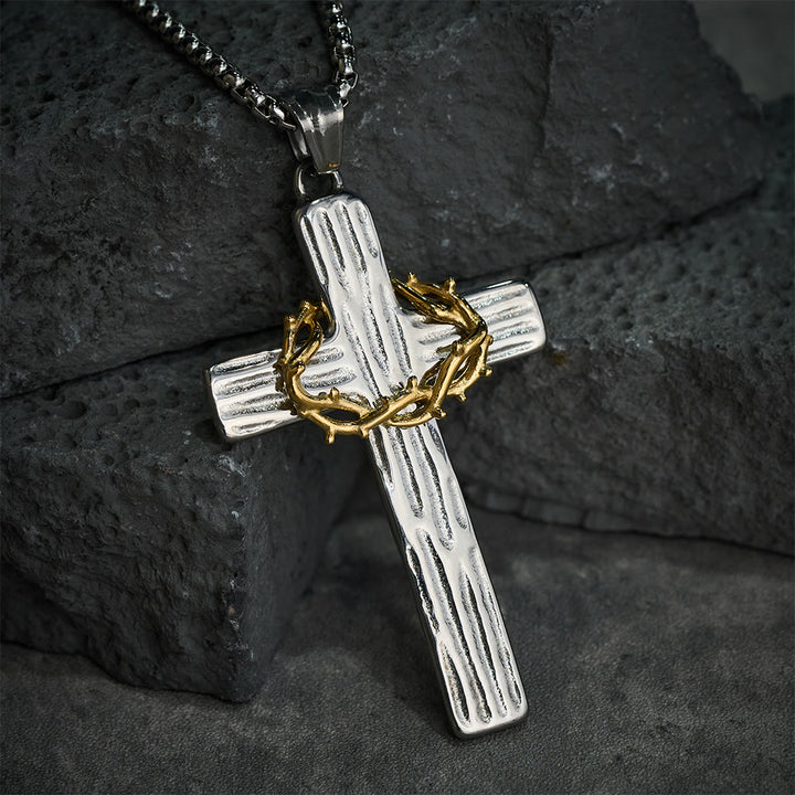 Christianartworkshop Halskette mit Anhänger im modernen Stil mit Jesus-Dornenkrone und Kreuz, heiliger Schutz - image 2