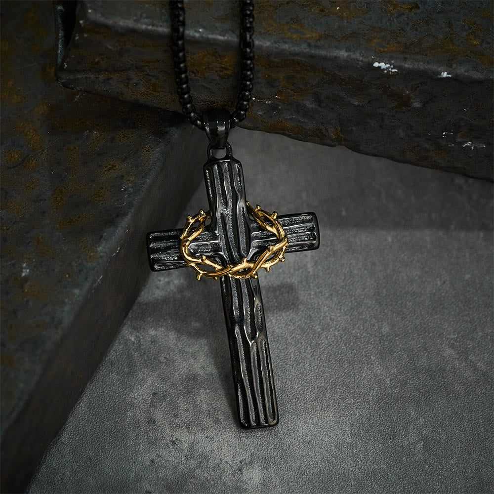 Christianartworkshop Halskette mit Anhänger im modernen Stil mit Jesus-Dornenkrone und Kreuz, heiliger Schutz - image 10