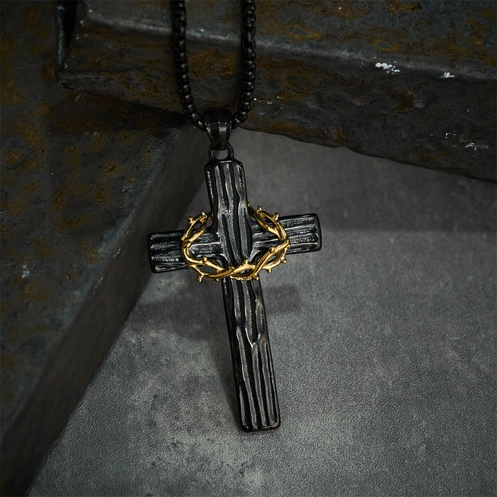 Christianartworkshop Halskette mit Anhänger im modernen Stil mit Jesus-Dornenkrone und Kreuz, heiliger Schutz - image 10