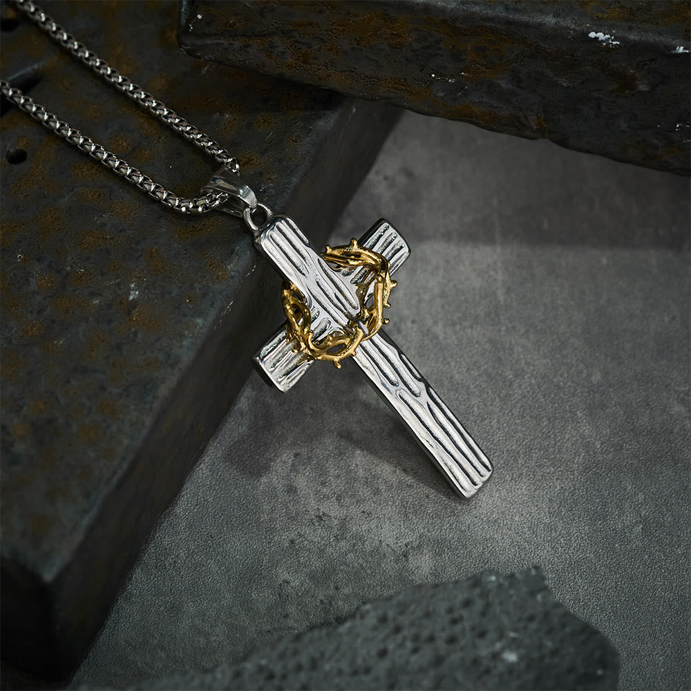 Christianartworkshop Halskette mit Anhänger im modernen Stil mit Jesus-Dornenkrone und Kreuz, heiliger Schutz - image 4