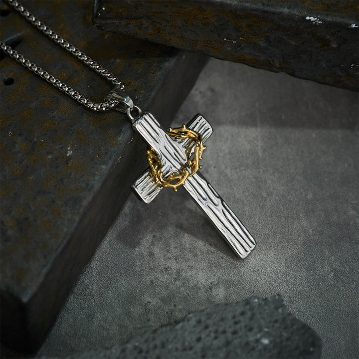 Christianartworkshop Halskette mit Anhänger im modernen Stil mit Jesus-Dornenkrone und Kreuz, heiliger Schutz - image 4