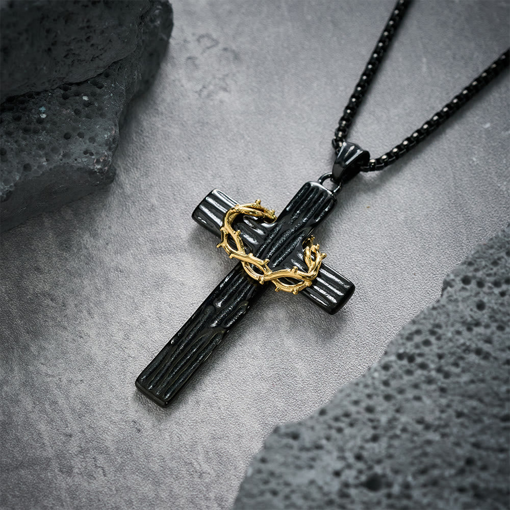 Christianartworkshop Halskette mit Anhänger im modernen Stil mit Jesus-Dornenkrone und Kreuz, heiliger Schutz - image 11