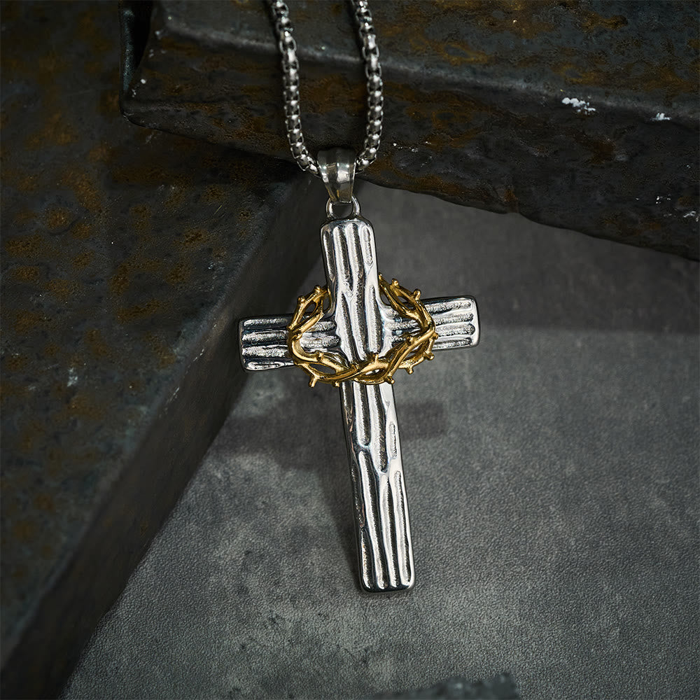 Christianartworkshop Halskette mit Anhänger im modernen Stil mit Jesus-Dornenkrone und Kreuz, heiliger Schutz - image 6