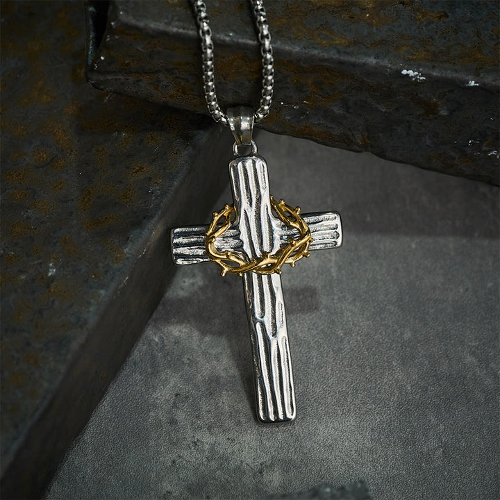 Christianartworkshop Halskette mit Anhänger im modernen Stil mit Jesus-Dornenkrone und Kreuz, heiliger Schutz - image 6