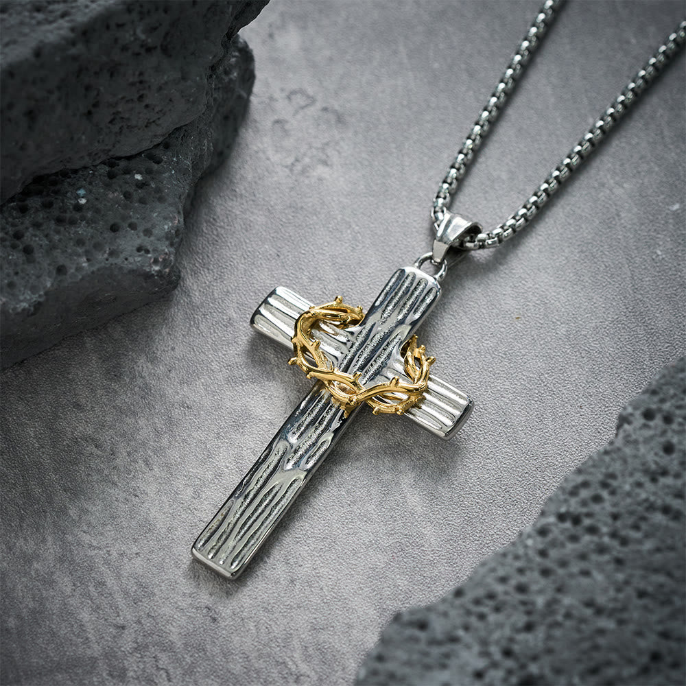 Christianartworkshop Halskette mit Anhänger im modernen Stil mit Jesus-Dornenkrone und Kreuz, heiliger Schutz - image 3