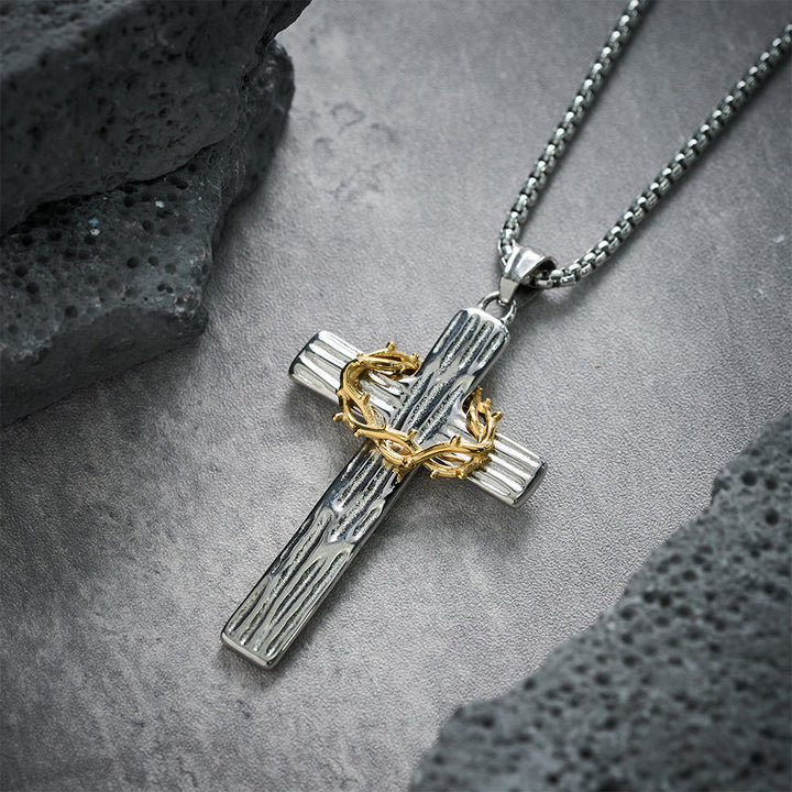 Christianartworkshop Halskette mit Anhänger im modernen Stil mit Jesus-Dornenkrone und Kreuz, heiliger Schutz - image 3