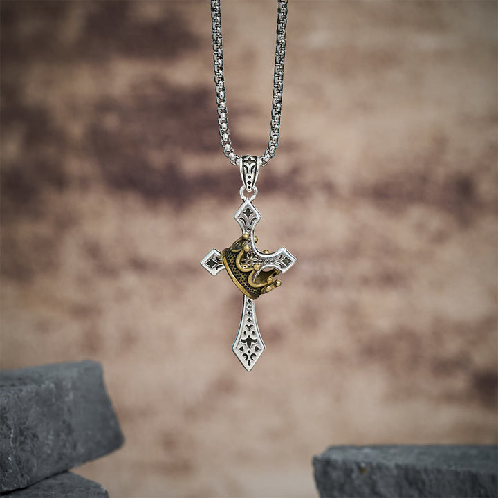 Christianartworkshop Halskette mit Kronenkreuz, religiöser Schmuck - image 1
