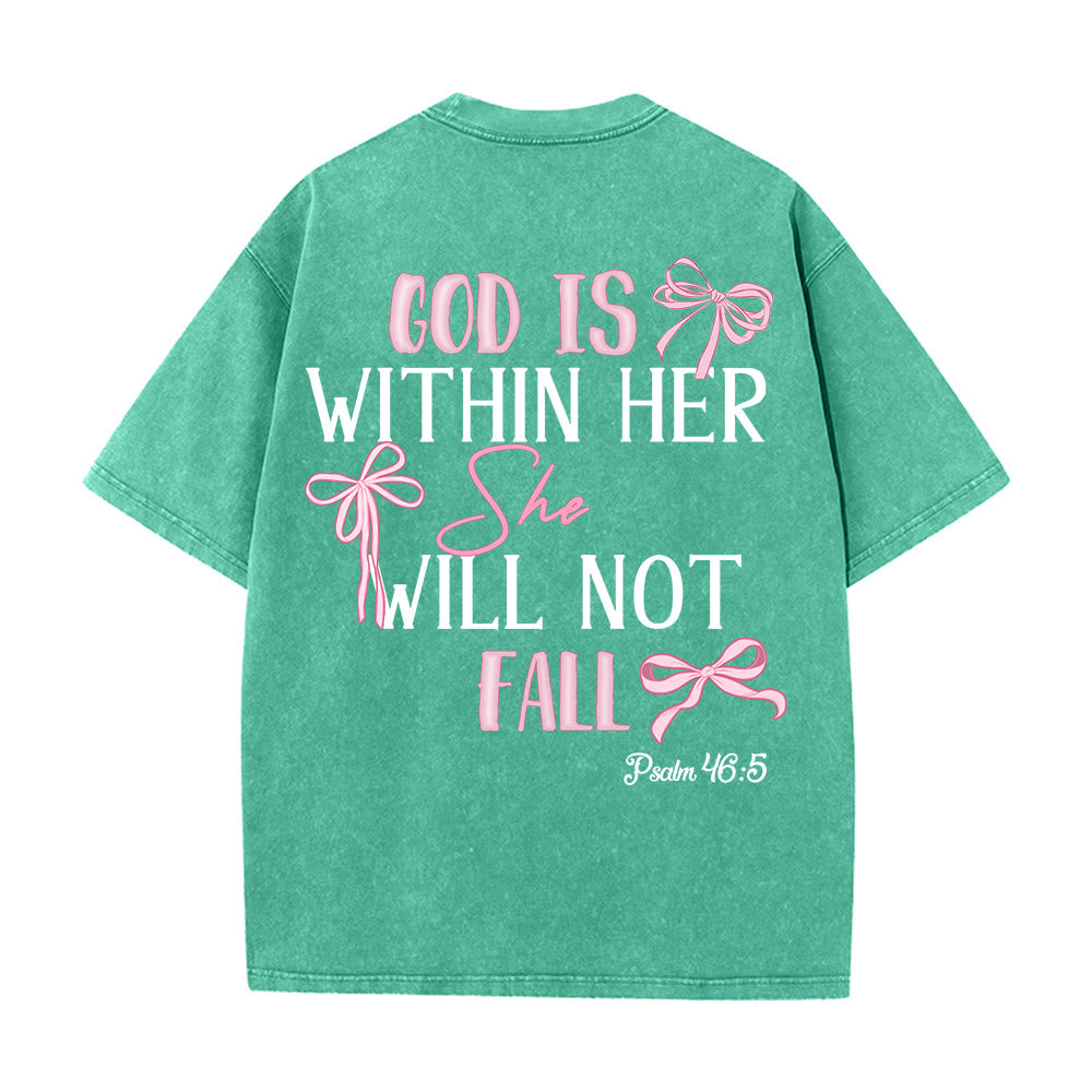 Christianartworkshop Gott ist in ihr Psalm 46:5 Schleifenakzent Unisex-T-Shirt (vorgewaschen) - image 12