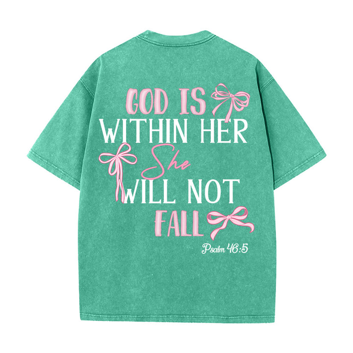 Christianartworkshop Gott ist in ihr Psalm 46:5 Schleifenakzent Unisex-T-Shirt (vorgewaschen) - image 12