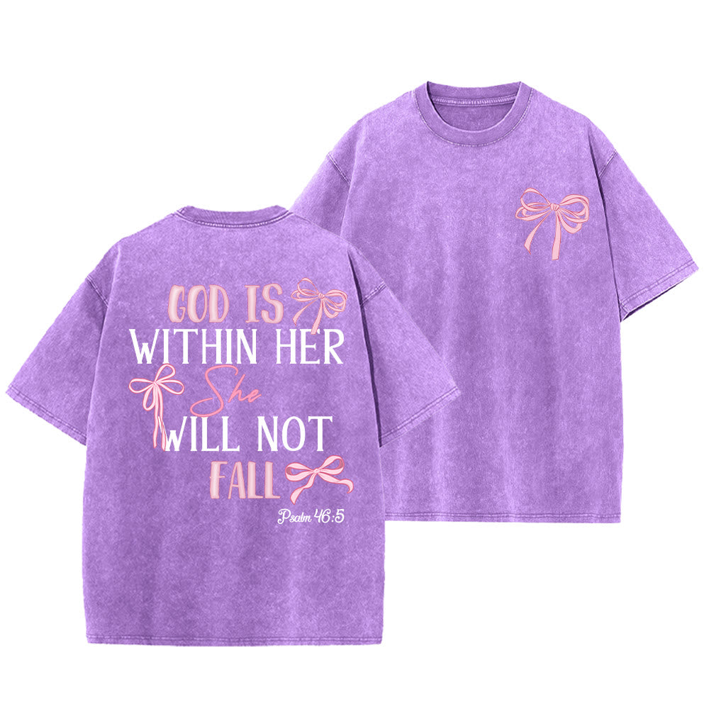 Christianartworkshop Gott ist in ihr Psalm 46:5 Schleifenakzent Unisex-T-Shirt (vorgewaschen) - Lila - 5XL - image 22