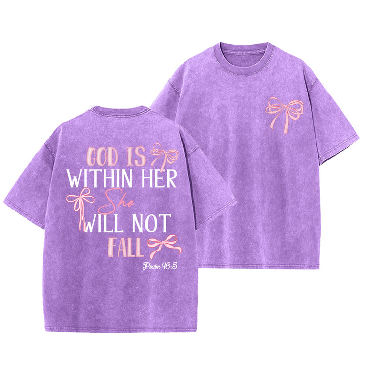 Christianartworkshop Gott ist in ihr Psalm 46:5 Schleifenakzent Unisex-T-Shirt (vorgewaschen) - Lila - 5XL - image 22