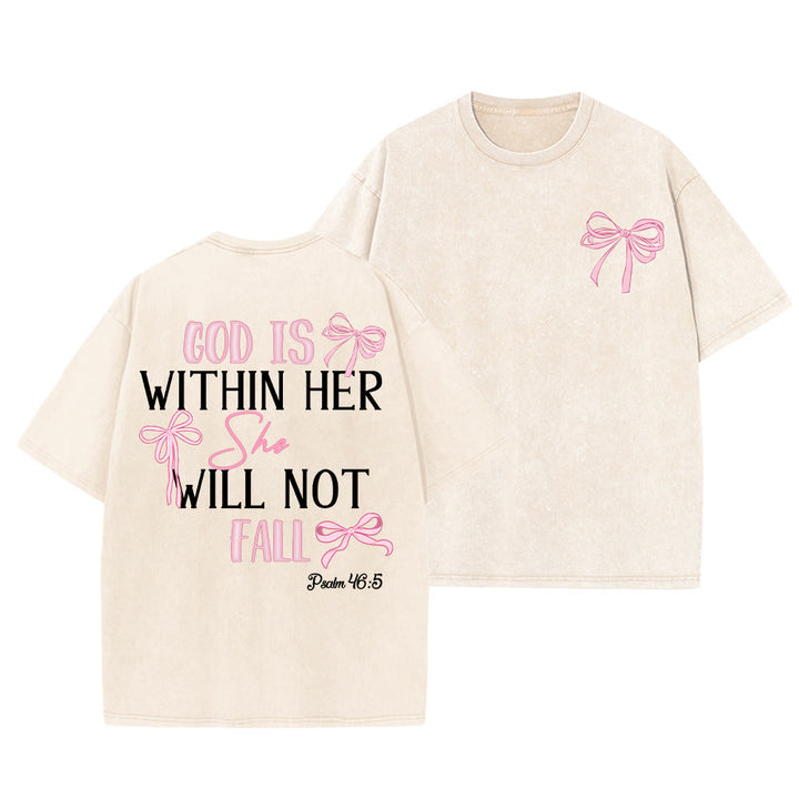 Christianartworkshop Gott ist in ihr Psalm 46:5 Schleifenakzent Unisex-T-Shirt (vorgewaschen) - Beige - 5XL - image 16