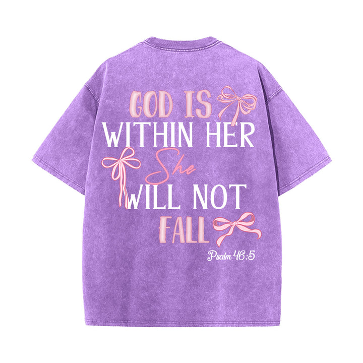 Christianartworkshop Gott ist in ihr Psalm 46:5 Schleifenakzent Unisex-T-Shirt (vorgewaschen) - image 24
