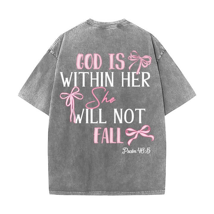 Christianartworkshop Gott ist in ihr Psalm 46:5 Schleifenakzent Unisex-T-Shirt (vorgewaschen) - image 30