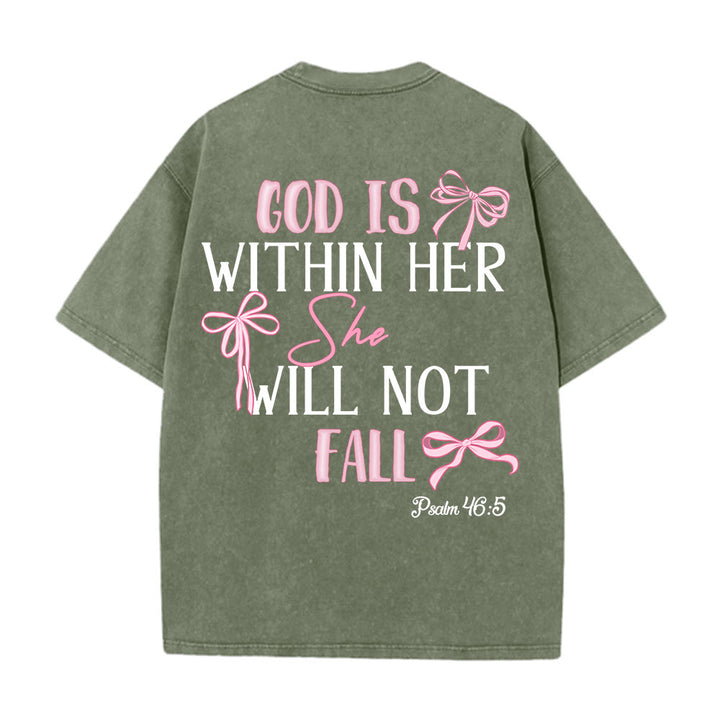 Christianartworkshop Gott ist in ihr Psalm 46:5 Schleifenakzent Unisex-T-Shirt (vorgewaschen) - image 9