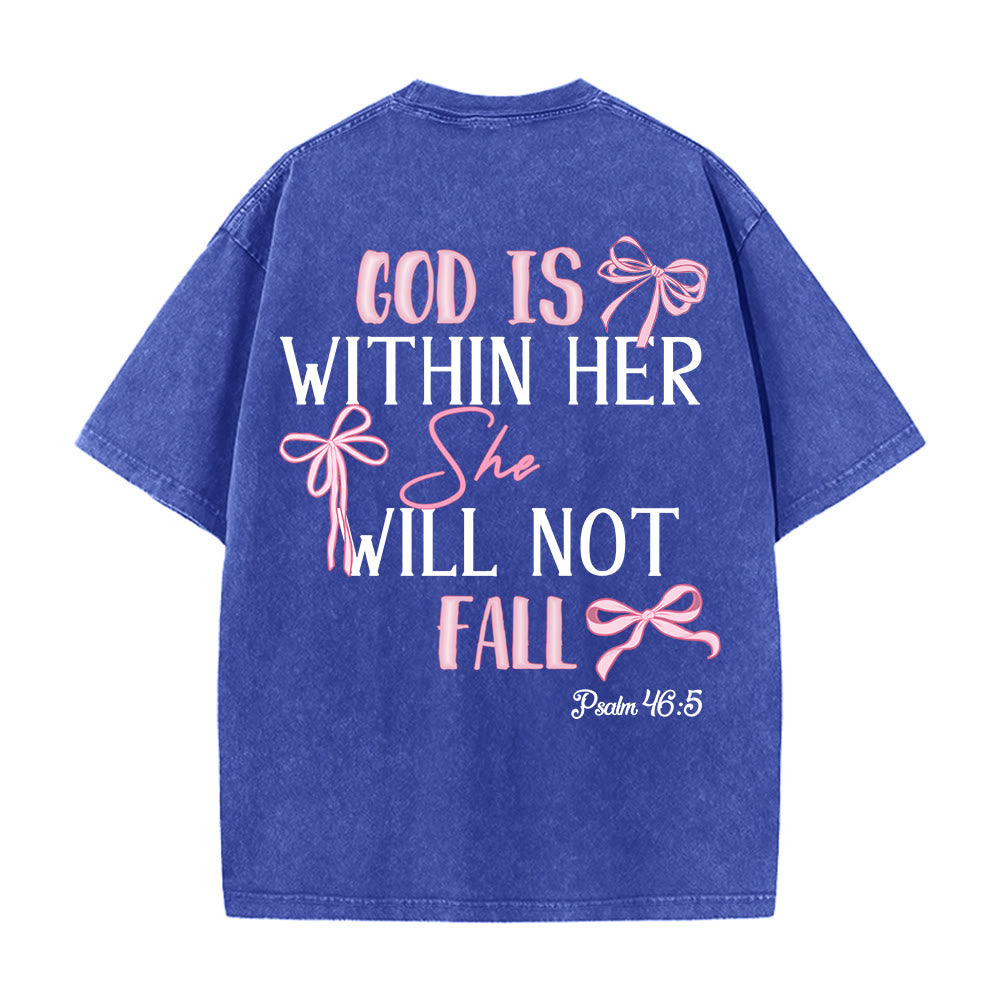 Christianartworkshop Gott ist in ihr Psalm 46:5 Schleifenakzent Unisex-T-Shirt (vorgewaschen) - image 27
