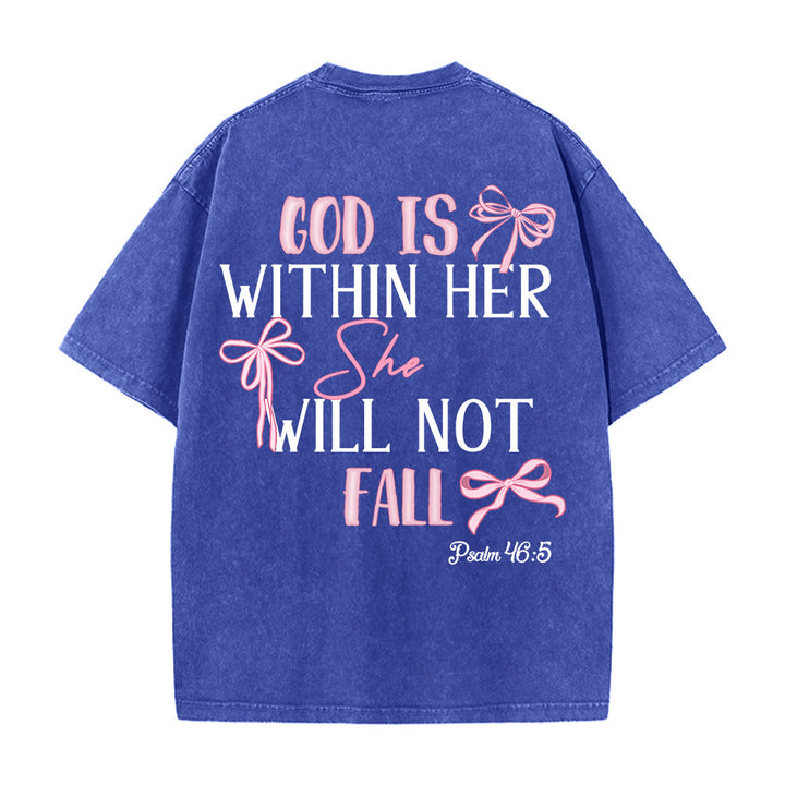 Christianartworkshop Gott ist in ihr Psalm 46:5 Schleifenakzent Unisex-T-Shirt (vorgewaschen) - image 27