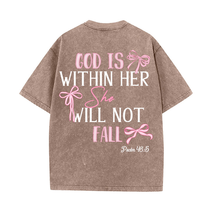 Christianartworkshop Gott ist in ihr Psalm 46:5 Schleifenakzent Unisex-T-Shirt (vorgewaschen) - image 15