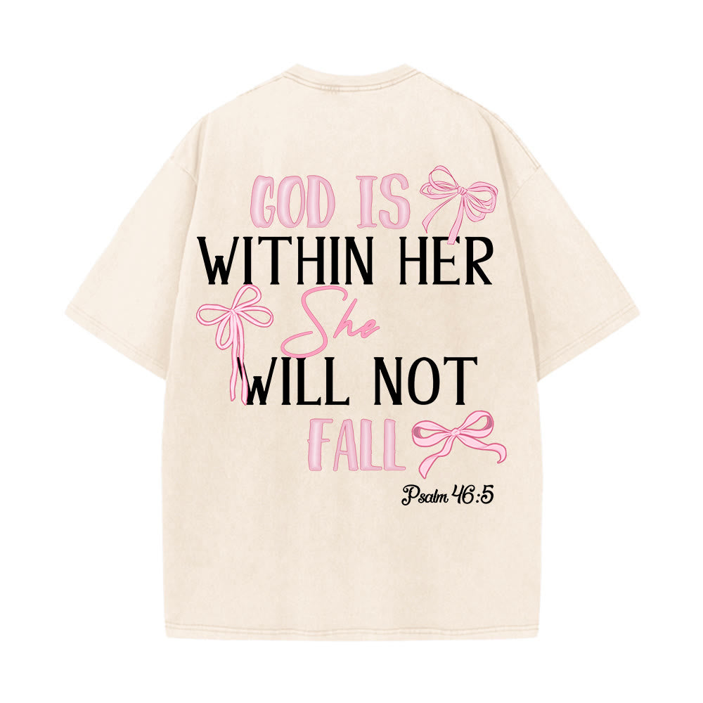 Christianartworkshop Gott ist in ihr Psalm 46:5 Schleifenakzent Unisex-T-Shirt (vorgewaschen) - image 18