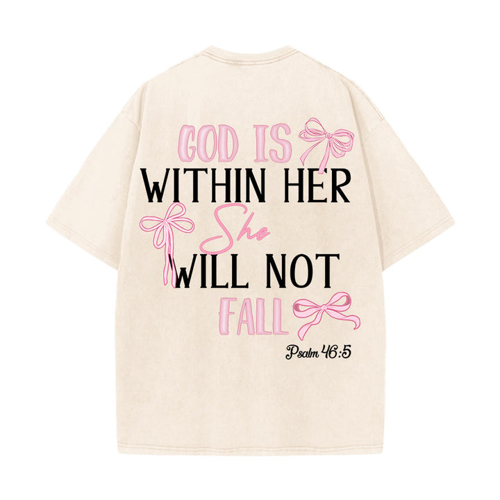 Christianartworkshop Gott ist in ihr Psalm 46:5 Schleifenakzent Unisex-T-Shirt (vorgewaschen) - image 18