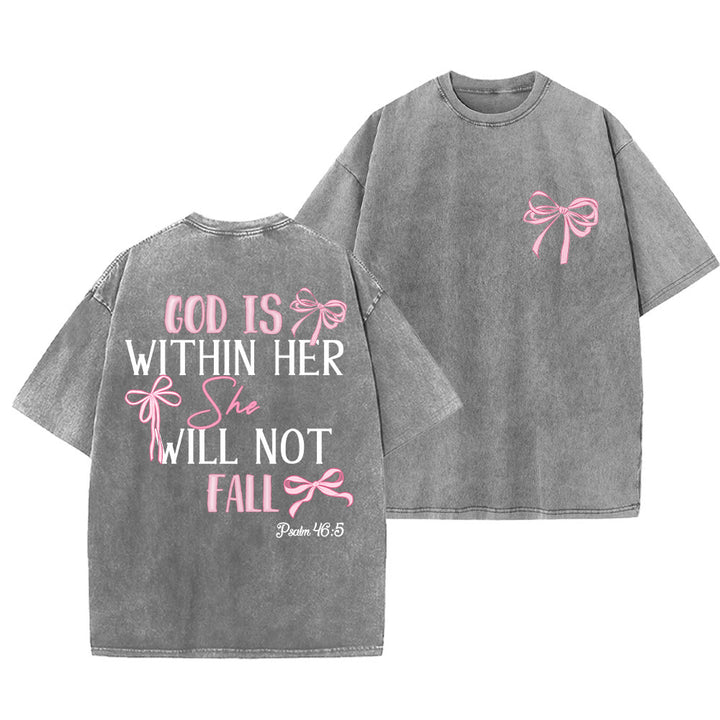 Christianartworkshop Gott ist in ihr Psalm 46:5 Schleifenakzent Unisex-T-Shirt (vorgewaschen) - Grau - 5XL - image 28