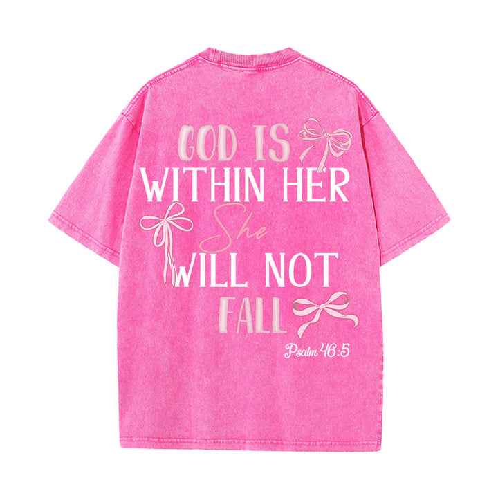 Christianartworkshop Gott ist in ihr Psalm 46:5 Schleifenakzent Unisex-T-Shirt (vorgewaschen) - image 21