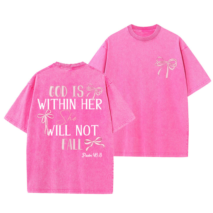 Christianartworkshop Gott ist in ihr Psalm 46:5 Schleifenakzent Unisex-T-Shirt (vorgewaschen) - Rosa - 5XL - image 19