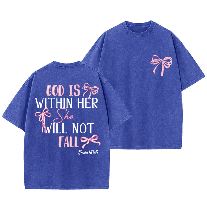 Christianartworkshop Gott ist in ihr Psalm 46:5 Schleifenakzent Unisex-T-Shirt (vorgewaschen) - Blau - 5XL - image 25