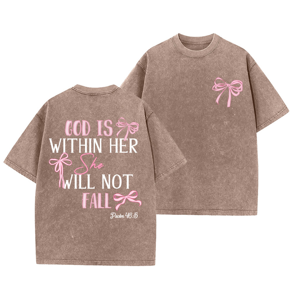 Christianartworkshop Gott ist in ihr Psalm 46:5 Schleifenakzent Unisex-T-Shirt (vorgewaschen) - Braun - 5XL - image 13