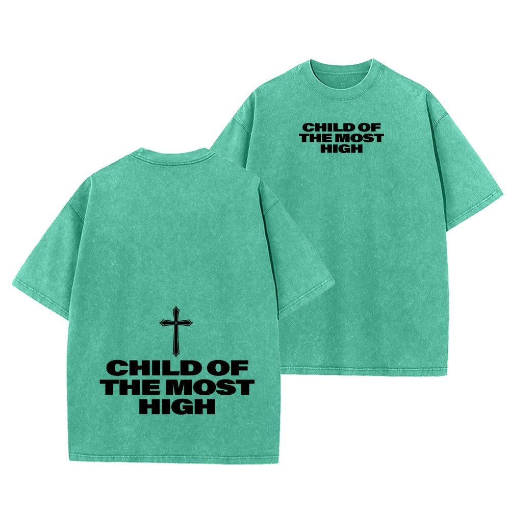 Christianartworkshop Kind des Höchsten Kreuzes Fettdruck Unisex-T-Shirt (vorgewaschen) - Grün - 5XL - image 0