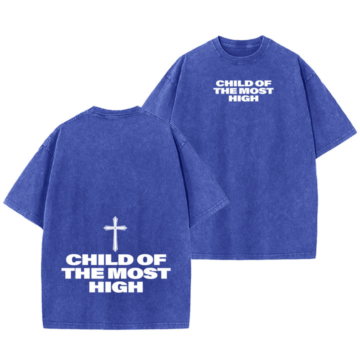 Christianartworkshop Kind des Höchsten Kreuzes Fettdruck Unisex-T-Shirt (vorgewaschen) - Blau - 5XL - image 3