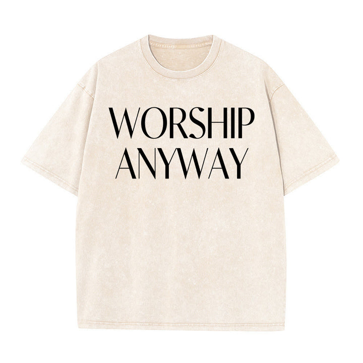 Christianartworkshop Worship Anyway Fette Serifenschrift Unisex-T-Shirt (vorgewaschen) - Beige - 5XL - image 12