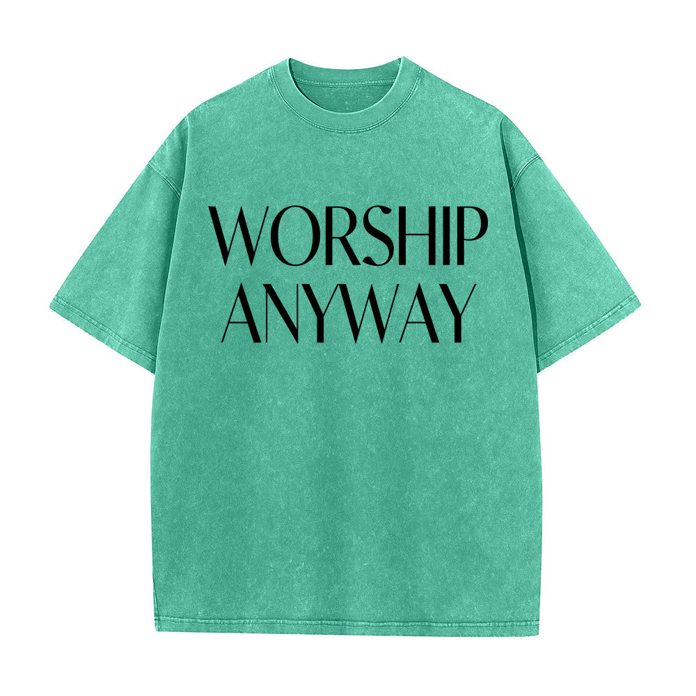 Christianartworkshop Worship Anyway Fette Serifenschrift Unisex-T-Shirt (vorgewaschen) - image 10