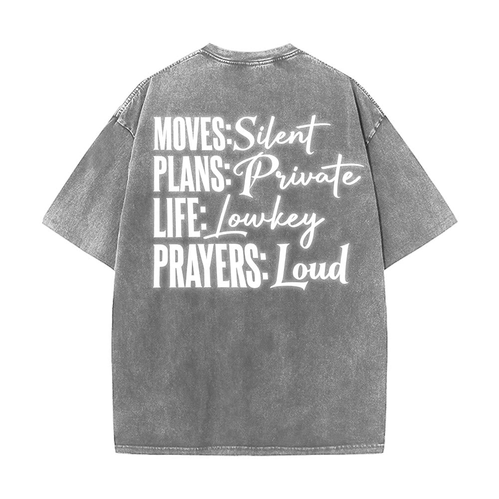 Christianartworkshop Bewegt Stille Gebete Lautes stilisiertes Kreuz Gemischte Schriftzüge Unisex Gewaschenes T-Shirt - image 14