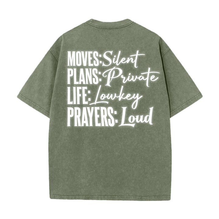 Christianartworkshop Moves Silent Prayers Loud Stylized Cross Mixed Lettering Unisex Washed T-shirt - image 24