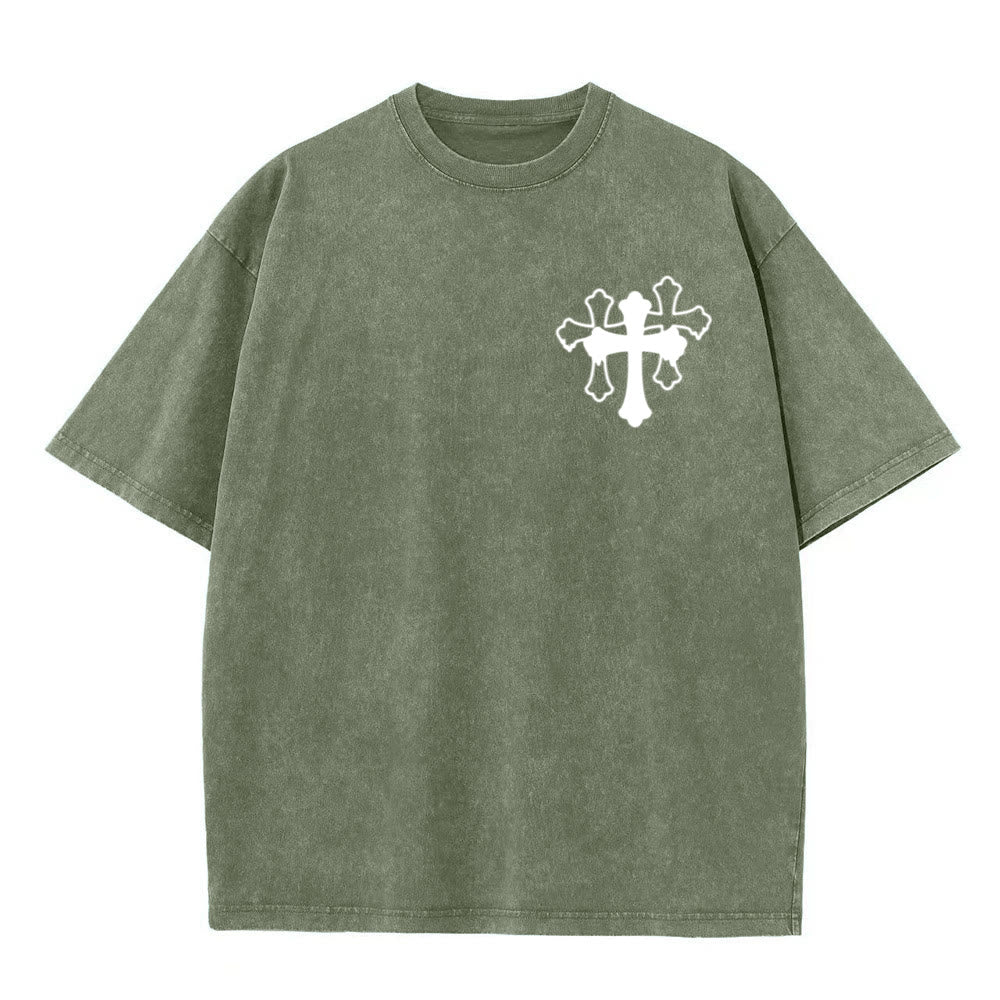 Christianartworkshop Moves Silent Prayers Loud Stylized Cross Mixed Lettering Unisex Washed T-shirt - image 23