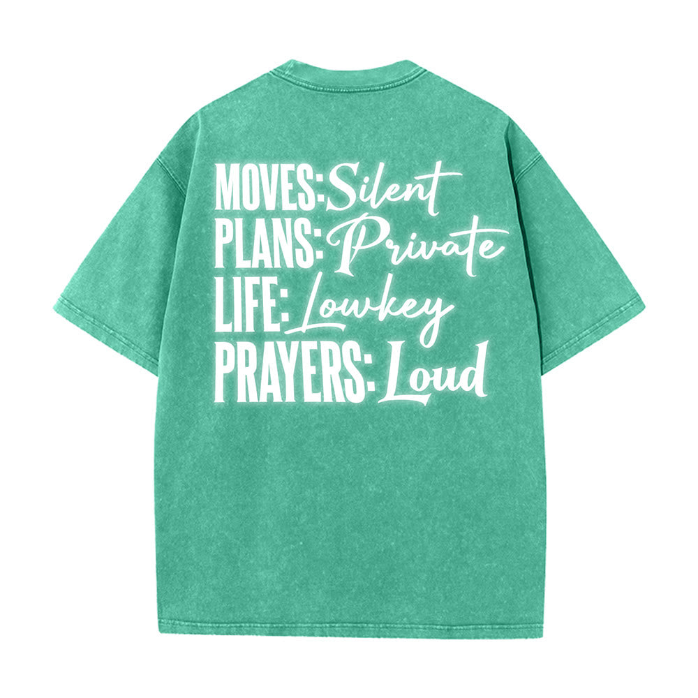 Christianartworkshop Bewegt Stille Gebete Lautes stilisiertes Kreuz Gemischte Schriftzüge Unisex Gewaschenes T-Shirt - image 27