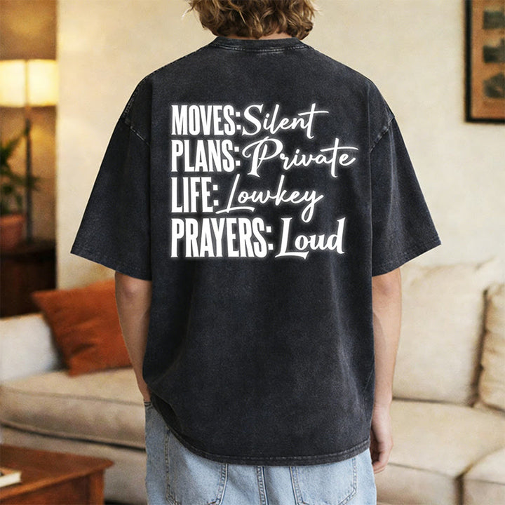 Christianartworkshop Bewegt Stille Gebete Lautes stilisiertes Kreuz Gemischte Schriftzüge Unisex Gewaschenes T-Shirt - image 19