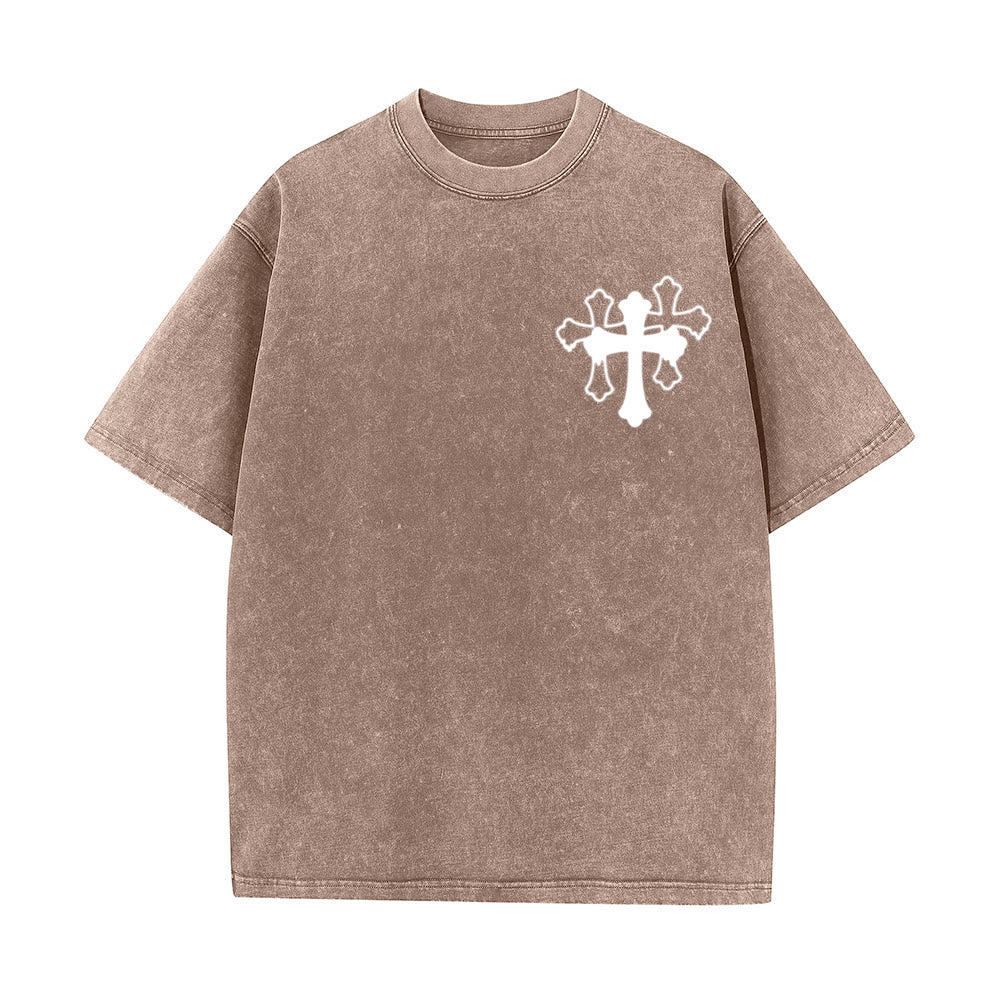 Christianartworkshop Moves Silent Prayers Loud Stylized Cross Mixed Lettering Unisex Washed T-shirt - image 29