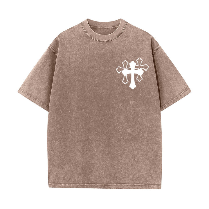 Christianartworkshop Bewegt Stille Gebete Lautes stilisiertes Kreuz Gemischte Schriftzüge Unisex Gewaschenes T-Shirt - image 29